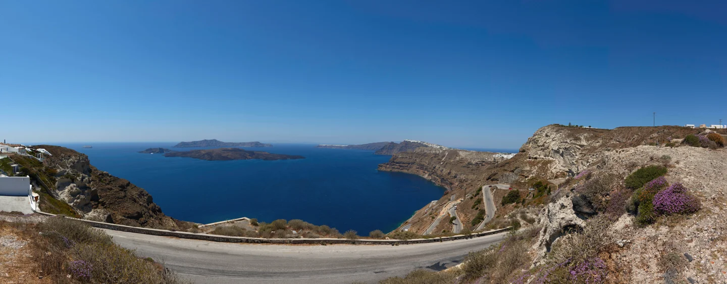 Santorini caldera and the Aegean Sea, Greece
